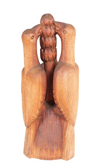 ARTUR PEREIRA - ?Três pássaros? Escultura em madeira. Ass. 43 cm alt.