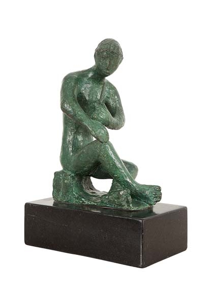 BRUNO GIORGI - ?Flautista? Escultura em bronze. Ass. 35 cm alt.