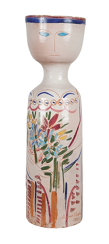 ALDEMIR MARTINS - Vaso em cerâmica pintado - Ass. dat. 1964. - 65 cm alt.