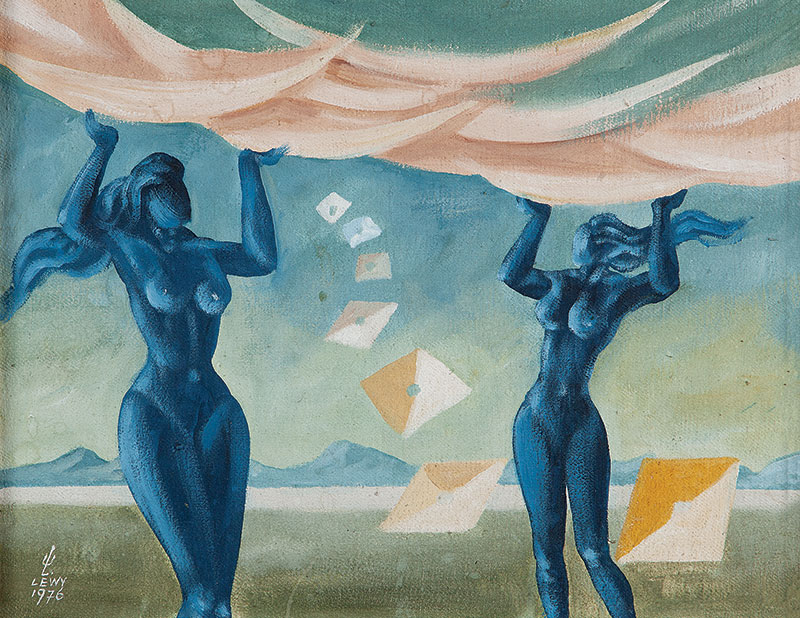WALTER LEWY - `Mulheres nua` - Óleo sobre tela. Ass.dat. 1976 inf.esq. 27 x 35 cm.