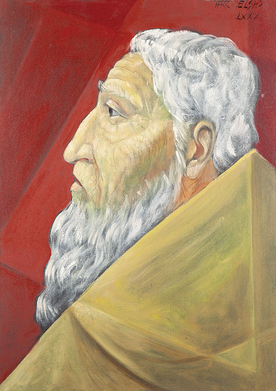 HARRY ELZAS - `O profeta` - óleo sobre tela ` Ass.dat.1980 sup.dir ` 70 x 50 cm.