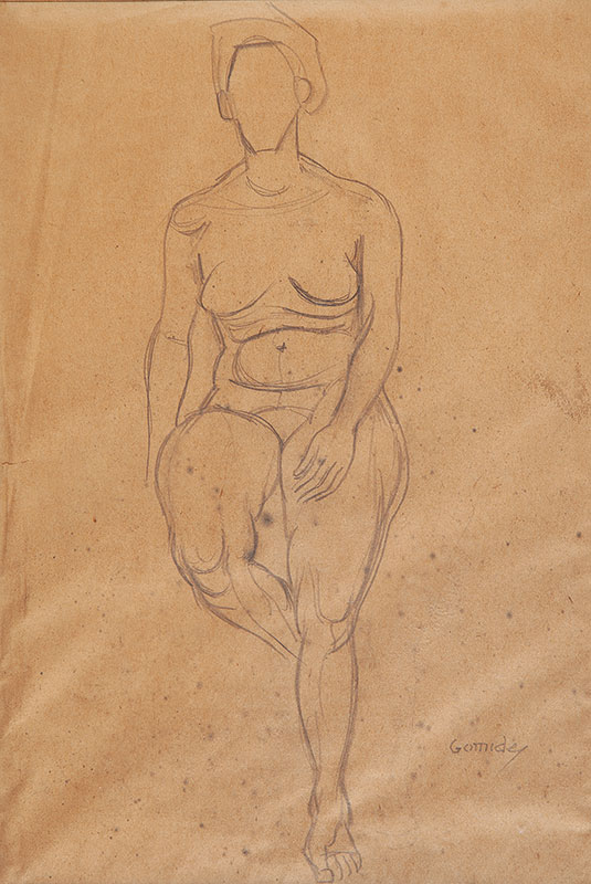 ANTÔNIO GOMIDE - `Nu` - Desenho á lápis sobre papel ` Ass.inf.dir ` 45 x 31 cm.