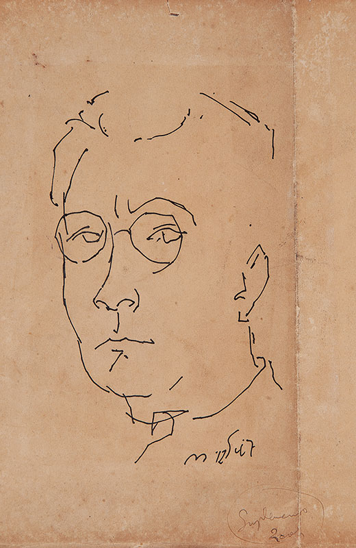 MARCELO GRASSMANN - `Homem` - Nanquim sobre papel ` Ass. dat.1947 inf.dir. 24 x 16,5 cm. Sem moldura.