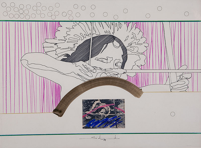 GILBERTO SALVADOR - `Sem titulo` - Técnica mista sobre papel ` Ass.dat. 1979 no centro inf. 53 x 71 cm.