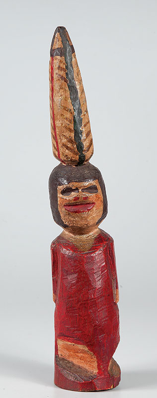 NINO - `Índio` -Escultura em madeira pintada. Ass. 35 cm altura.