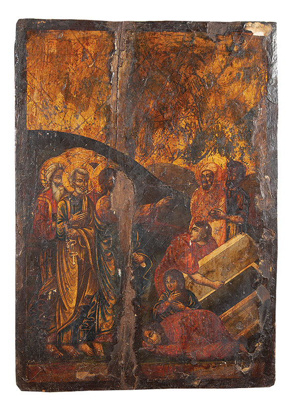 Ícone - Em madeira, precisando de restauro, medindo 46 x 33 cm. - `Apóstolos` ` Europa ` Séc. XVIII.