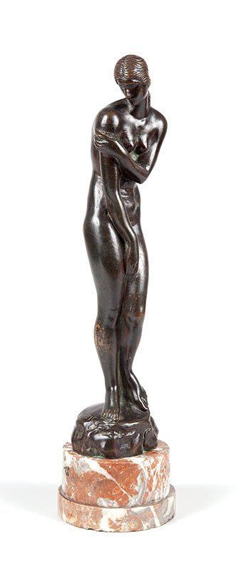 JAROSLAW HOREJC - Escultura em bronze arte Decô na figura de mulher nua medindo 40 cm com a base em mármore CZECH 1886 -1983.