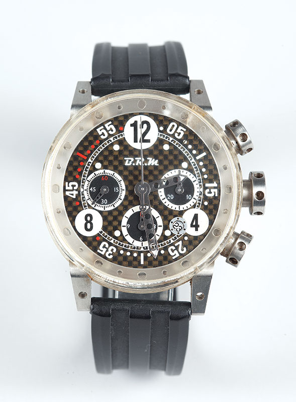 BRM BERNARD RICHARD - Relógio em aço com pulseira de borracha - medindo 45 mm cronometram em pleno funcionamento.