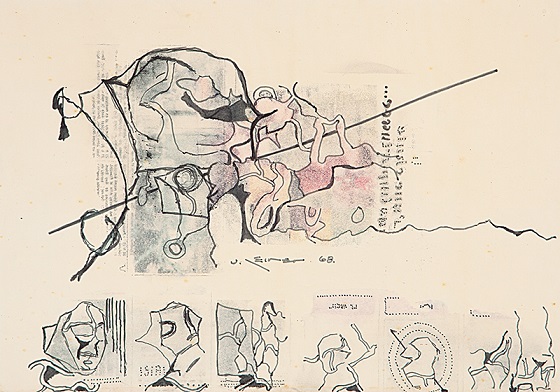 NELSON LEIRNER - ?Sem titulo? Nanquim e guache sobre papel - Ass. dat. 1968 inf.esq. - 50,5 x 69,5 cm.