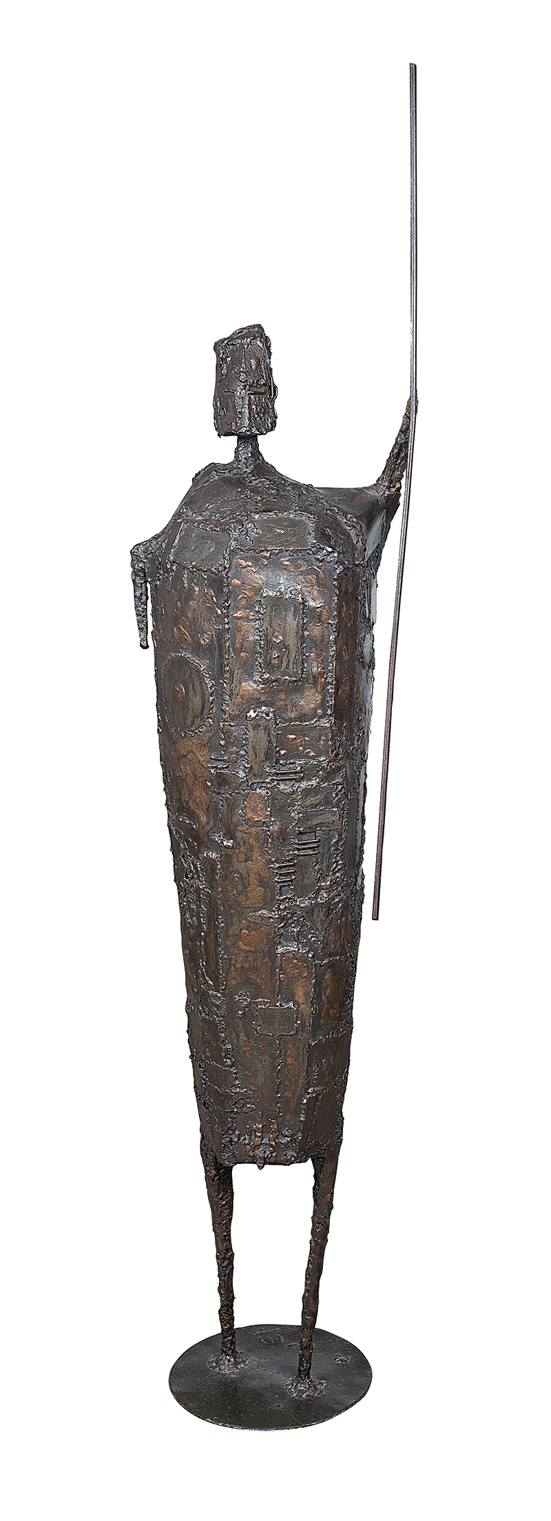 FRANCISCO STOCKINGER - `Guerreiro` - Escultura em ferro - Assinada - 144 cm altura com a lança