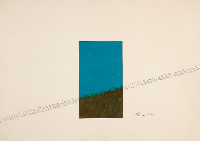 LUIZ ALPHONSUS - `Sem título` - Técnica mista sobre papel - Ass.inf. dir. 8/73. - 36 x 51 cm - Com etiqueta Ronie Mesquita Galeria de Arte.
