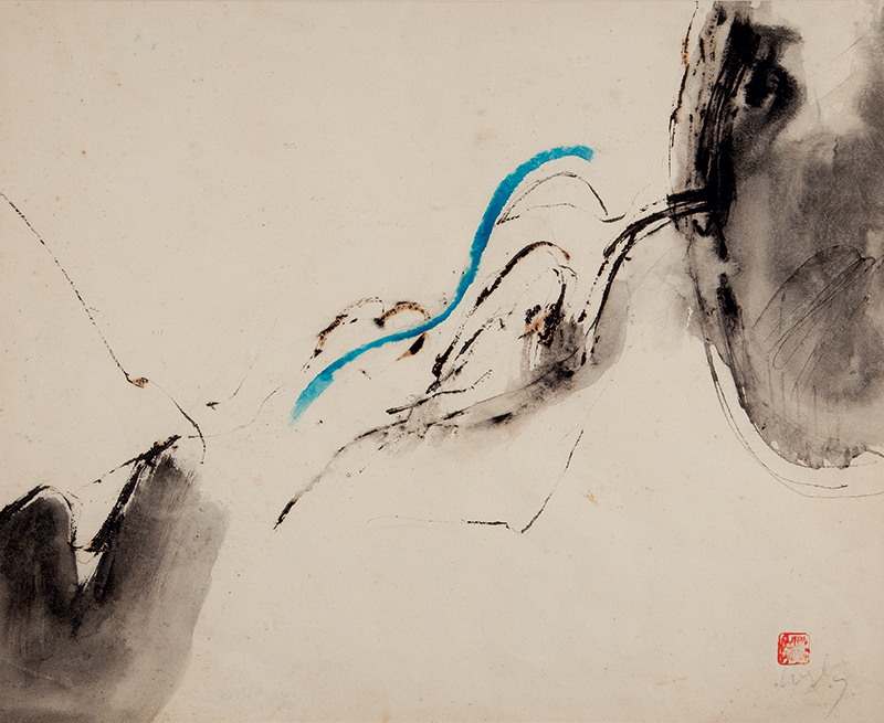 WESLEY DUKE LEE - `Sem título`- Nanquim e guache sobre papel -Déc. 60. Ass. inf. dir. - 37 x 46 cm