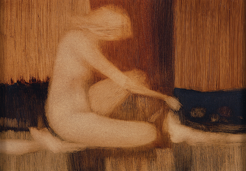 ENRICO BIANCO - `Mulher` - Óleo sobre eucatex - Ass.dat.1976 inf. dir, ass. dat. no verso. - 26 x 36 cm