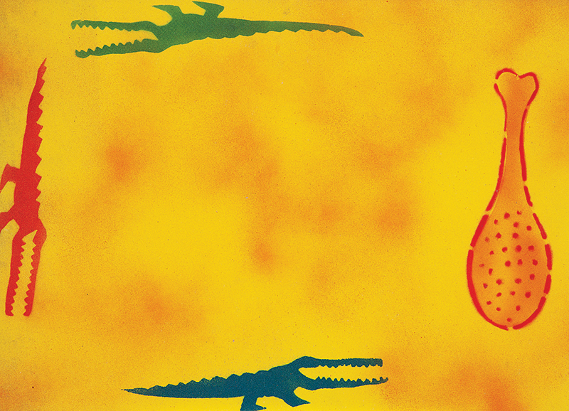 ALEX VALLAURI - `Sem título` - Grafite-recorte de eva - Déc.80. Sem assinatura. - 33 x 46 cm - Reproduzido na pág.52 do catálogo de exposição do artista `Alex Vallauri São Paulo e Nova York como suporte` realizado no MAM de São Paulo de 16/04 a 23/06 de 2013.