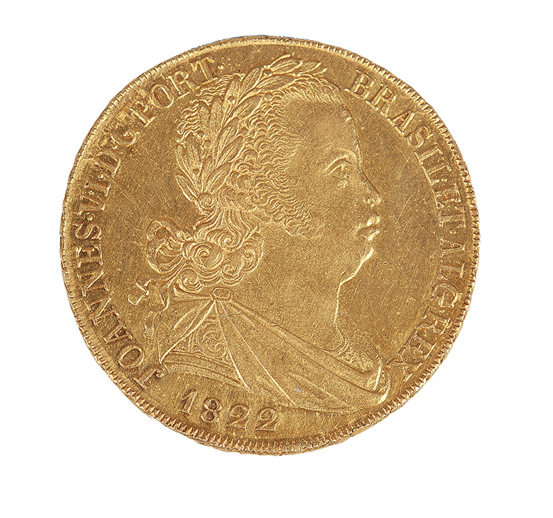 Moeda de ouro Portugal (6400 réis) datada de 1822, pesando 14,34g em perfeitas condições muito bom estado.