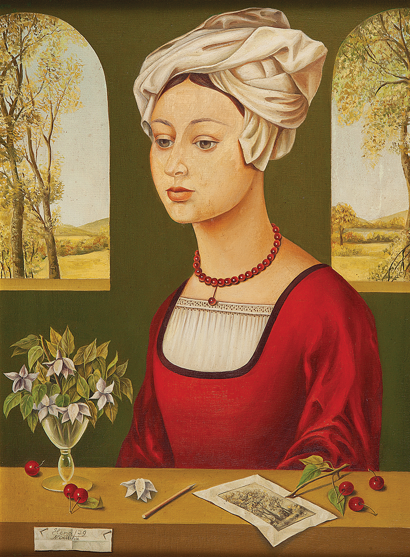 ELENA NIKITINA -`Mulher de turbante`- Óleo sobre tela sobre eucatex - Ass.dat.1972 inf. esq. 40 x 30 cm.