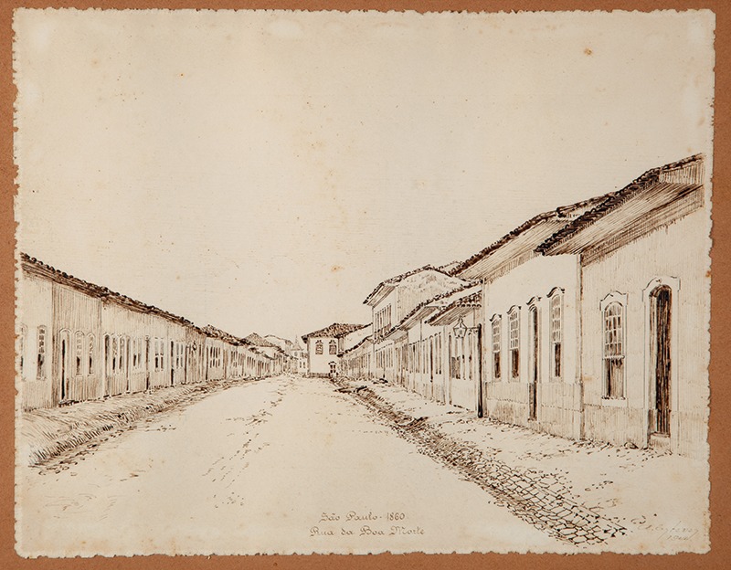 A. ESTEVE - `Rua da Boa morte` - Nanquim sobre papel - Ass.dat.1944 inf. dir. 24,5 x 31 cm.