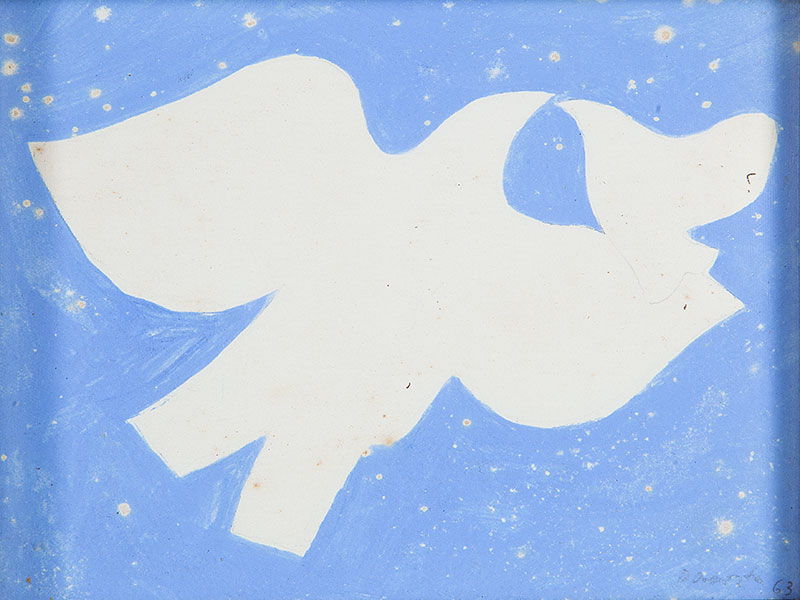 MILTON DA COSTA - `Pássaros` Guache sobre papel. Ass. dat. 1963 inf. dir. 12 x 16 cm. Ex. Coleção Sylvia Sodré Assumpção.
