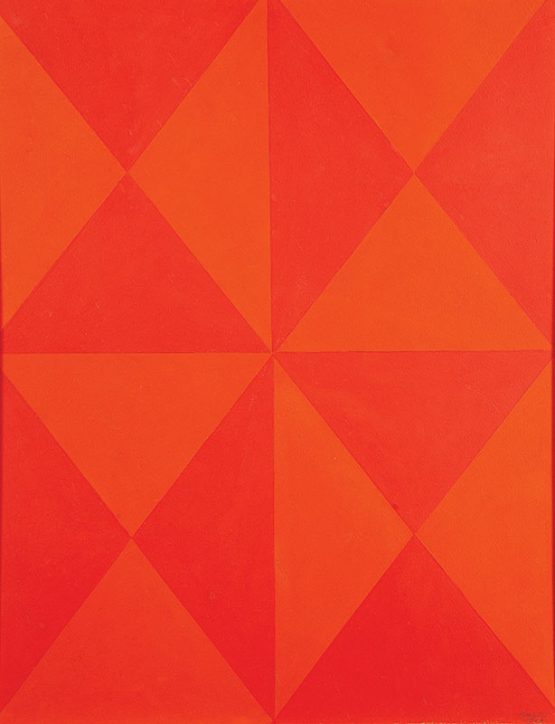 ARCÂNGELO IANELLI - `Laranja e vermelho` Guache sobre cartão sobre eucatex. Ass. dat. 1973 inf. dir. 60 x 50 cm. Com etiqueta da Galeria Cosme Velho.