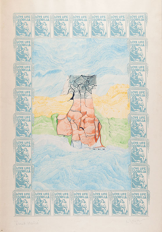 NELSON LEINER - `Sem titulo` Serigrafia colorida á lápis de cor. Prova única. Ass. dat. 1968 inf. dir. 100 x 70 cm.