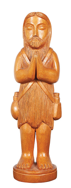 MESTRE EXPEDITO - `Santo` Escultura em madeira. Ass. e loc. `T. Piaui` e dat. 2005. 36 cm de altura.