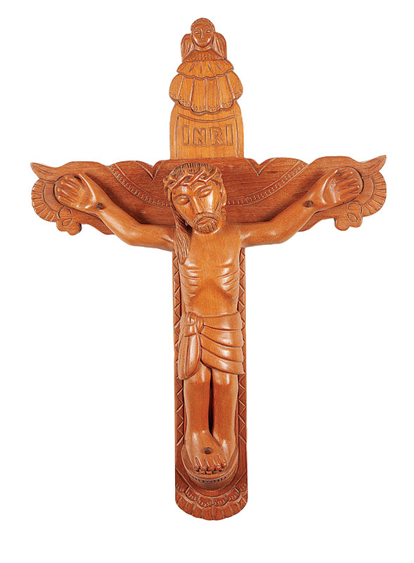 MESTRE EXPEDITO - `Crucifixo` Escultura em madeira. Assinada. 2012. 80 x 56 cm.