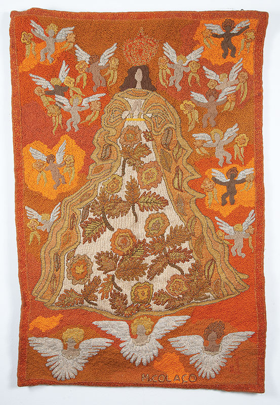 MADALEINE COLAÇO - `Santa e anjos` Tapeçaria. Ass. 116 x 77 cm.
