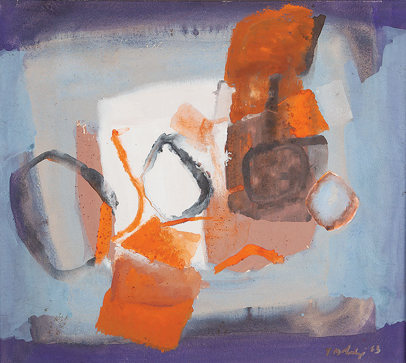 YOLANDA MOHALYI - `Sem titulo` Guache sobre papel. Ass. dat. 1963 inf. dir. 48 x 54 cm.