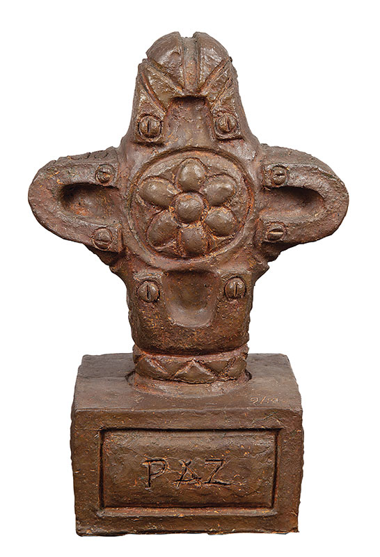 FRANCISCO BRENNAND - `Ídolo, Paz` Escultura em cerâmica pintada. 9/10. Assinada datada 1999. 30 cm altura. Prêmio UNESCO.