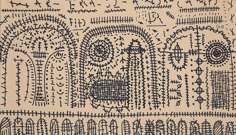 NIOBE XANDÓ - `Sem título` -Desenho a caneta sobre papel -Ass.dat. 1968 e loc. `Paris` no verso. - Altura 10 cm - Largura 18,5 cm