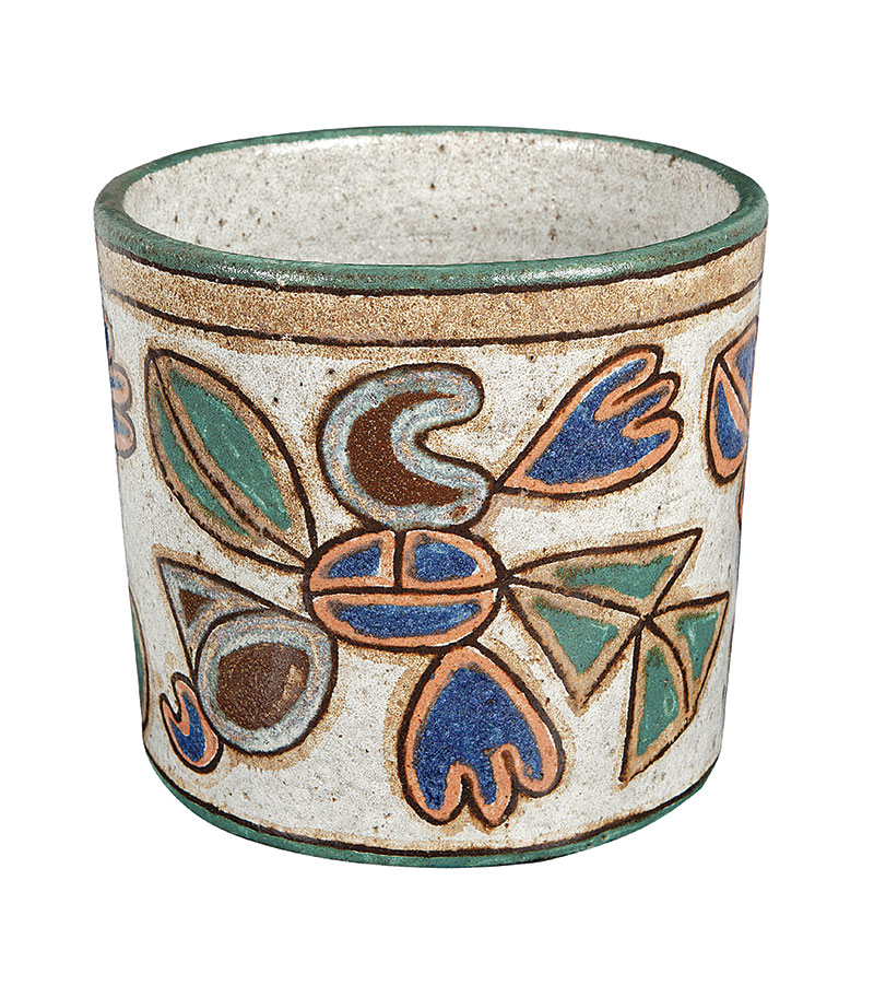 FRANCISCO BRENNAND - `Vaso` - Cerâmica pintada. - Altura 21 cm - Largura 23 cm - Com carimbo de fábrica no fundo.