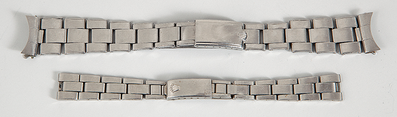 ROLEX, Duas pulseira originais antigas em aço a grande em perfeito estado e a menor faltam os terminais.