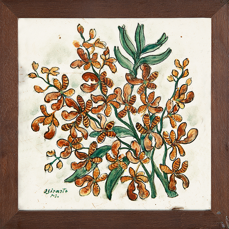 OSIRARTE ` EX. MARIA WOCHINIK - `Flores` - Pintura sobre azulejo - Ass. inf. esq. 15 x 15cm