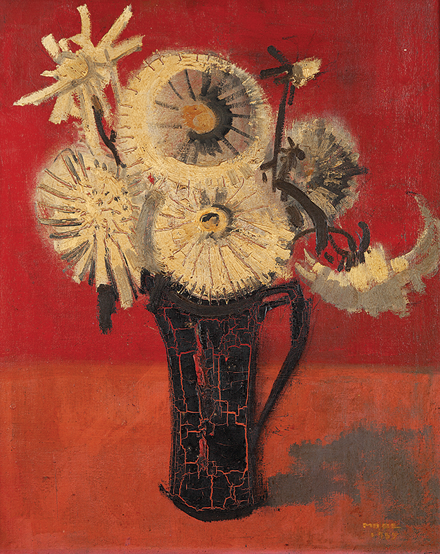 MABE - `Vaso de flores` - Óleo sobre tela - Ass.dat.1955 inf.dir. - 62 x 51 cm