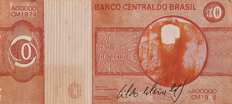CILDO MEIRELES - `Zero Cruzeiro` - Litografia sobre papel. Assinada. - 7 x 15,5 cm