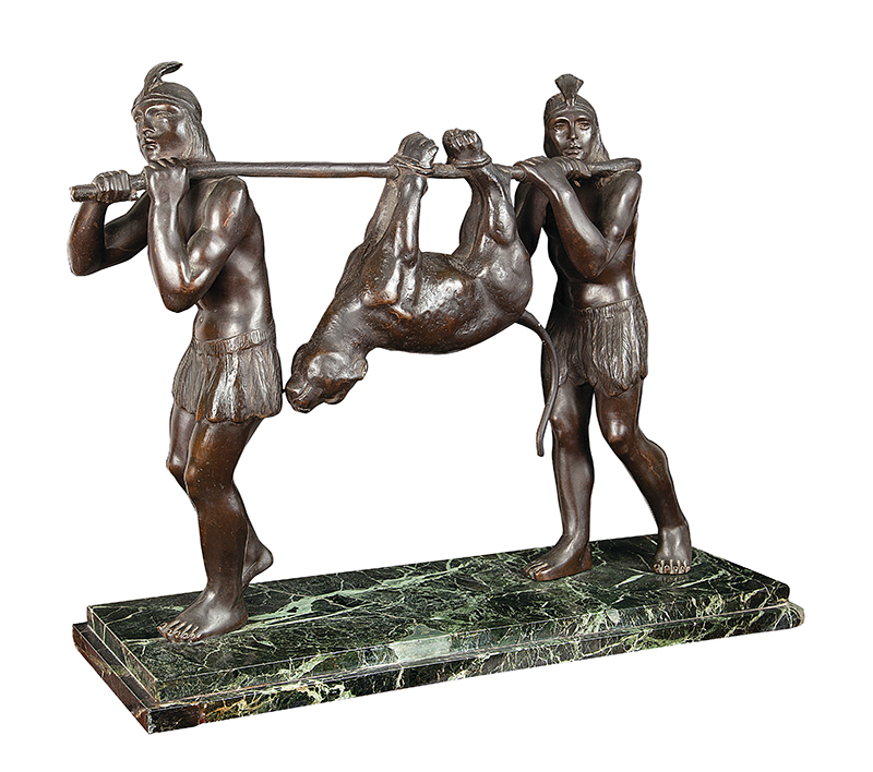 JOÃO BATISTA FERRI - `Índios voltando da caça` - Escultura em bronze - Assinada no bronze. - 45 x 62 x 21 cm
