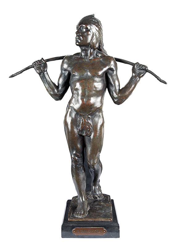 JOÃO BATISTA FERRI - `O conto da Yara ` índio com arco` - Escultura em bronze - Assinada. - 52 x 16 x 11 cm