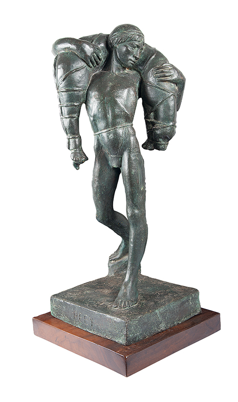 JOAQUIM FIGUEIRA - `Índio com caça` - Escultura em bronze. 1933 - Assinada. - 65 x 22 x 24 cm - Reproduzido no catálogo da exposição do Modernismo a Bienal realizada no MAM `SP.