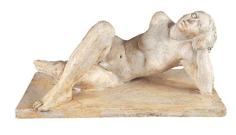 JOÃO BATISTA FERRI - `Mulher` - Escultura em gesso - Ass.dat.1942 na base. - 19 x 41 x 24 cm