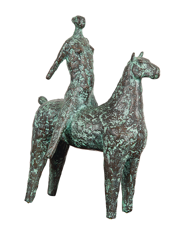 VASCO PRADO - `Mulher no cavalo` - Escultura em bronze - Assinada. - 28 x 22 cm