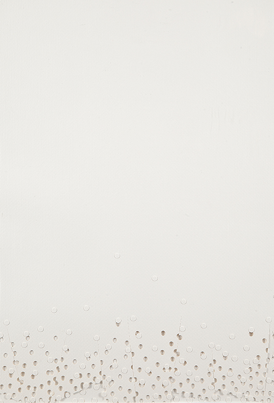 MACAPARANA - `Sem título` - Cartão branco perfurado em acrílico - Ass.dat.2007 no verso. - 50 x 35 cm - Ex. coleção Mônica Filgueiras