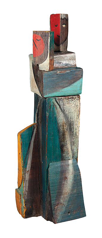 MARIO CRAVO - `Sem título` - Escultura em madeira pintada - 1987. Assinada. - 115 x 31 x 31 cm