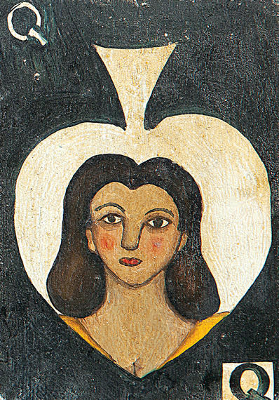 MIRIAM - `Dama de espada` ` escultura em madeira - pintada ` ass.dat. 1970 lat. - 10 x 6,5 cm