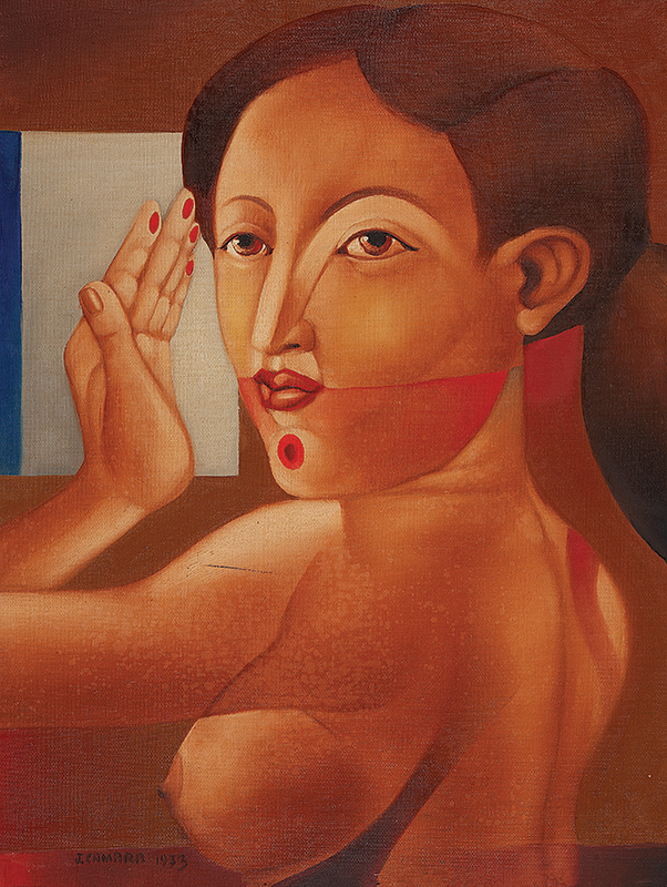 JOÃO CÂMARA - `Mulher`-Óleo sobre tela sobre eucatex -Ass.dat.1973 inf. esq. - 60 x 45 cm - Com etiqueta da Galeria de Arte Ipanema.
