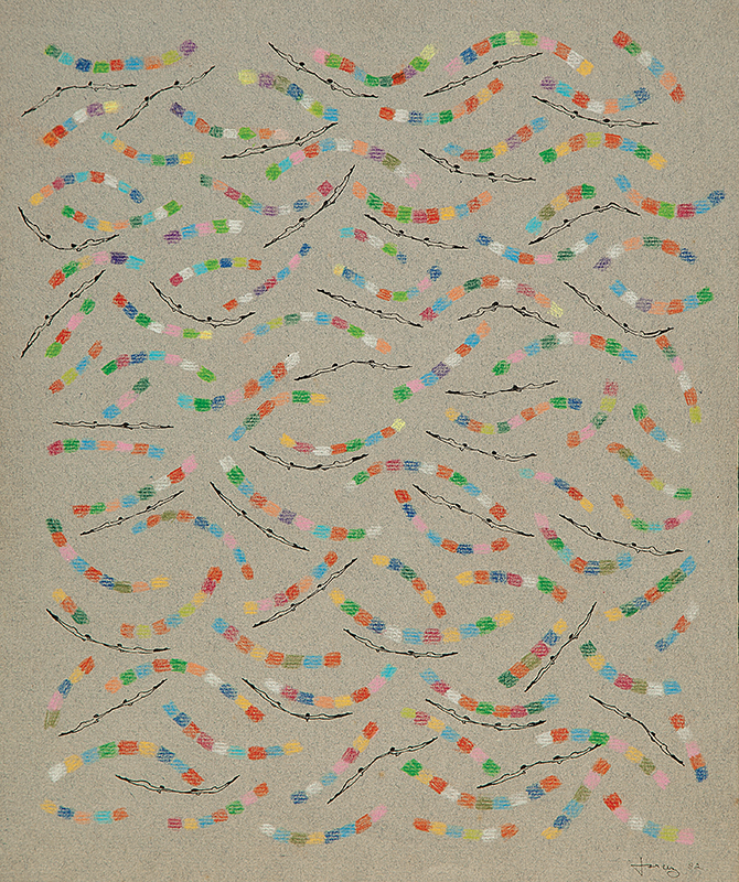 PAULO GARCEZ - `Sem título ` - Nanquim e lápis de cor sobre papel - Ass. dat. 1992 inf. dir. - 33 x 27,5cm