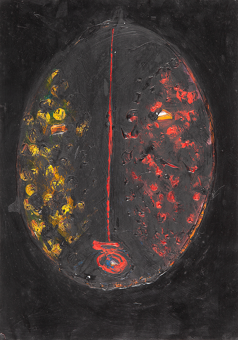 ARTUR BARRIO - `Máscara` - Óleo sobre papel - Ass.dat.1983 no verso. - 42 x 30cm