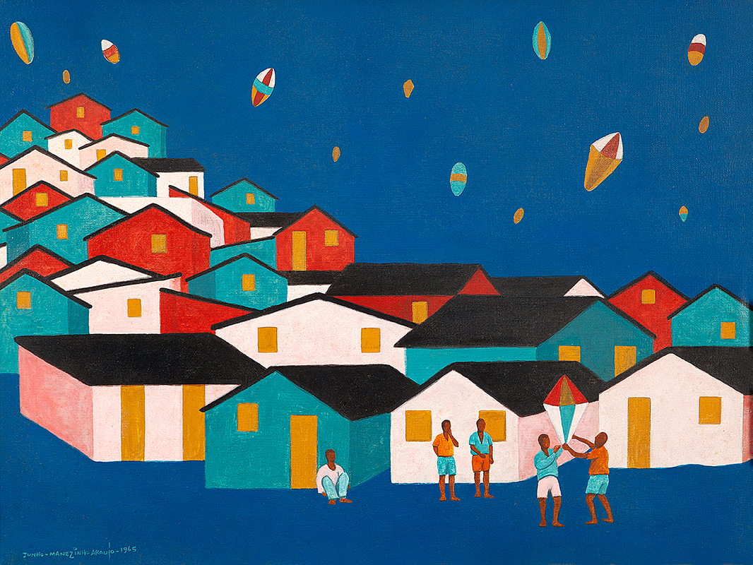 MANEZINHO ARAÚJO - `Soltando balão` - Óleo sobre tela - Ass.dat.1965 inf. esq. - 60 x 80cm
