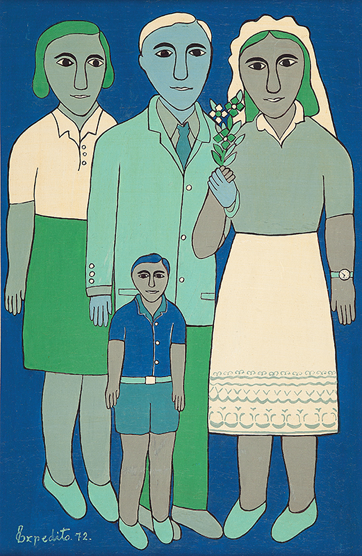 MESTRE EXPEDITO - `Família` -Óleo sobre eucatex - Ass.dat.1972 inf. esq. - 55 x 37cm