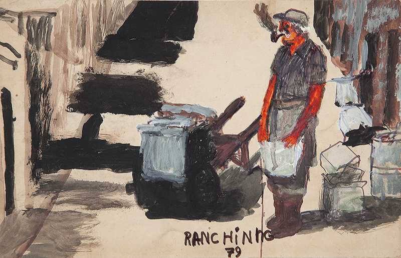 RANCHINHO - `Carroceiro` - Guache sobre papel -Ass.dat.1979 no centro - 22 x 34 cm. - 22 x 34cm