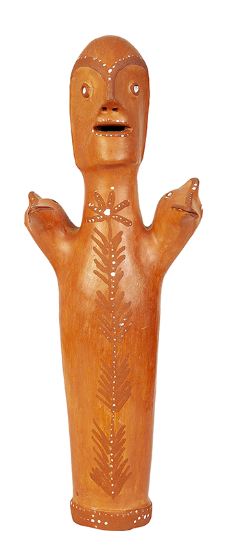 ULISSES PEREIRA - `Figura e bichos` - Escultura em argila cozida pintada. Assinada. - 37cm